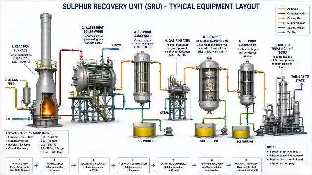 Main equipment diagram of Sulphur Recovery Unit in refinery