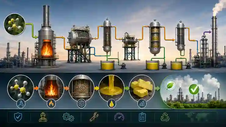Summary infographic of Sulphur Recovery Unit process and applications