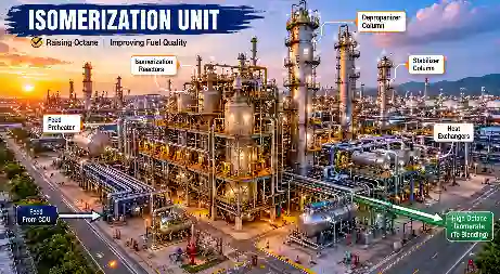 Isomerization unit in a modern oil refinery